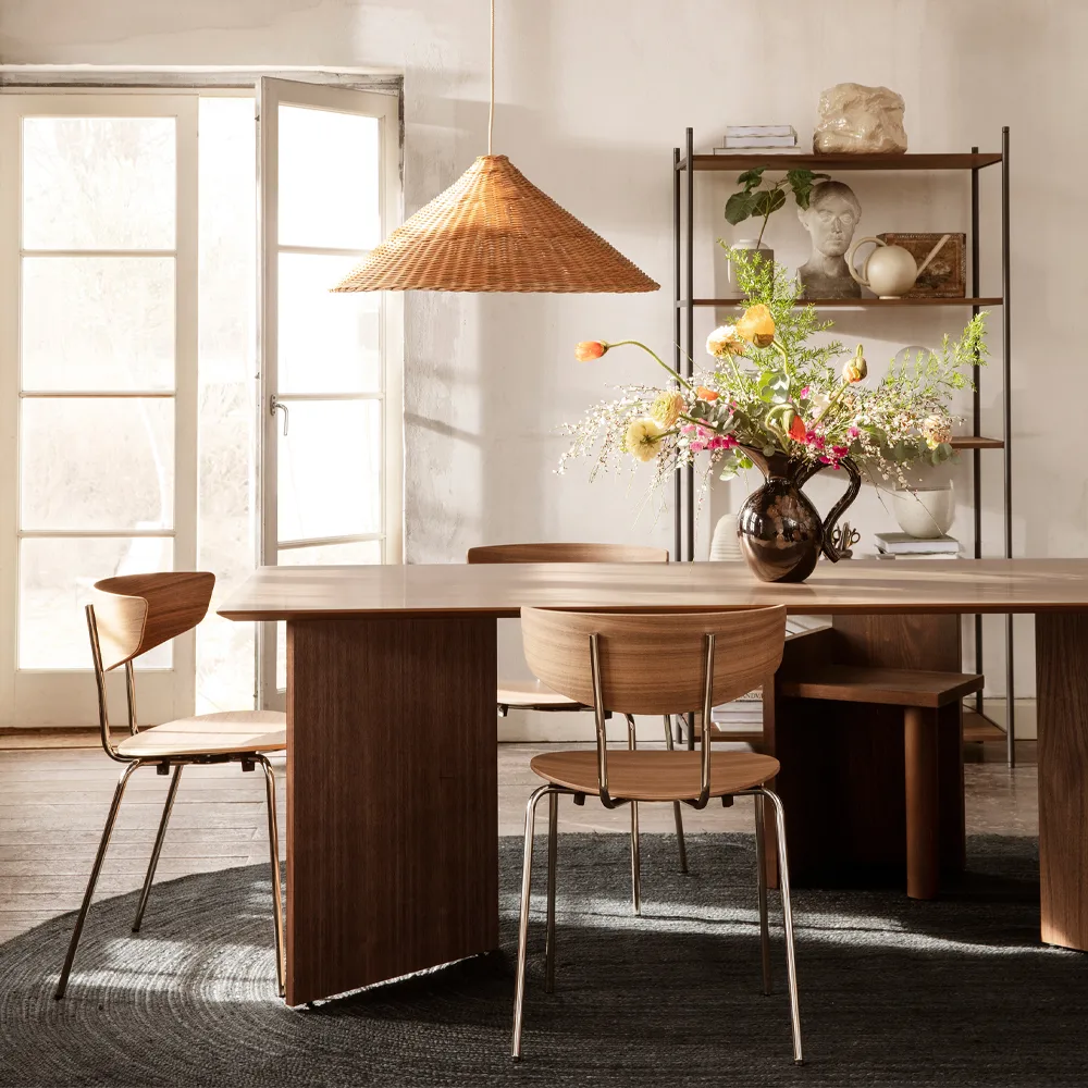 Mingle spisebord, Oak black, 210 cm, sorte metallben Ferm Living