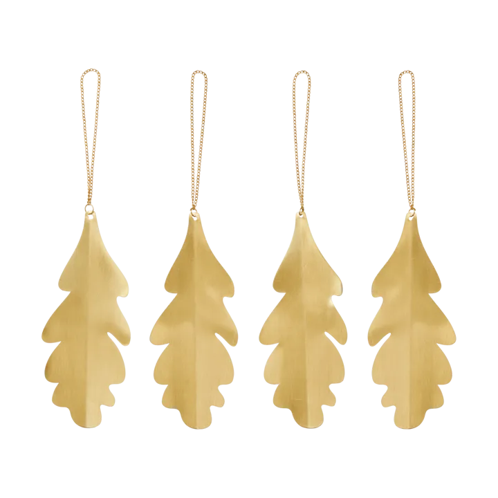 Oak leaf  dekorasjonsanheng 13,5 cm 4-pakning - Messing - Ferm Living