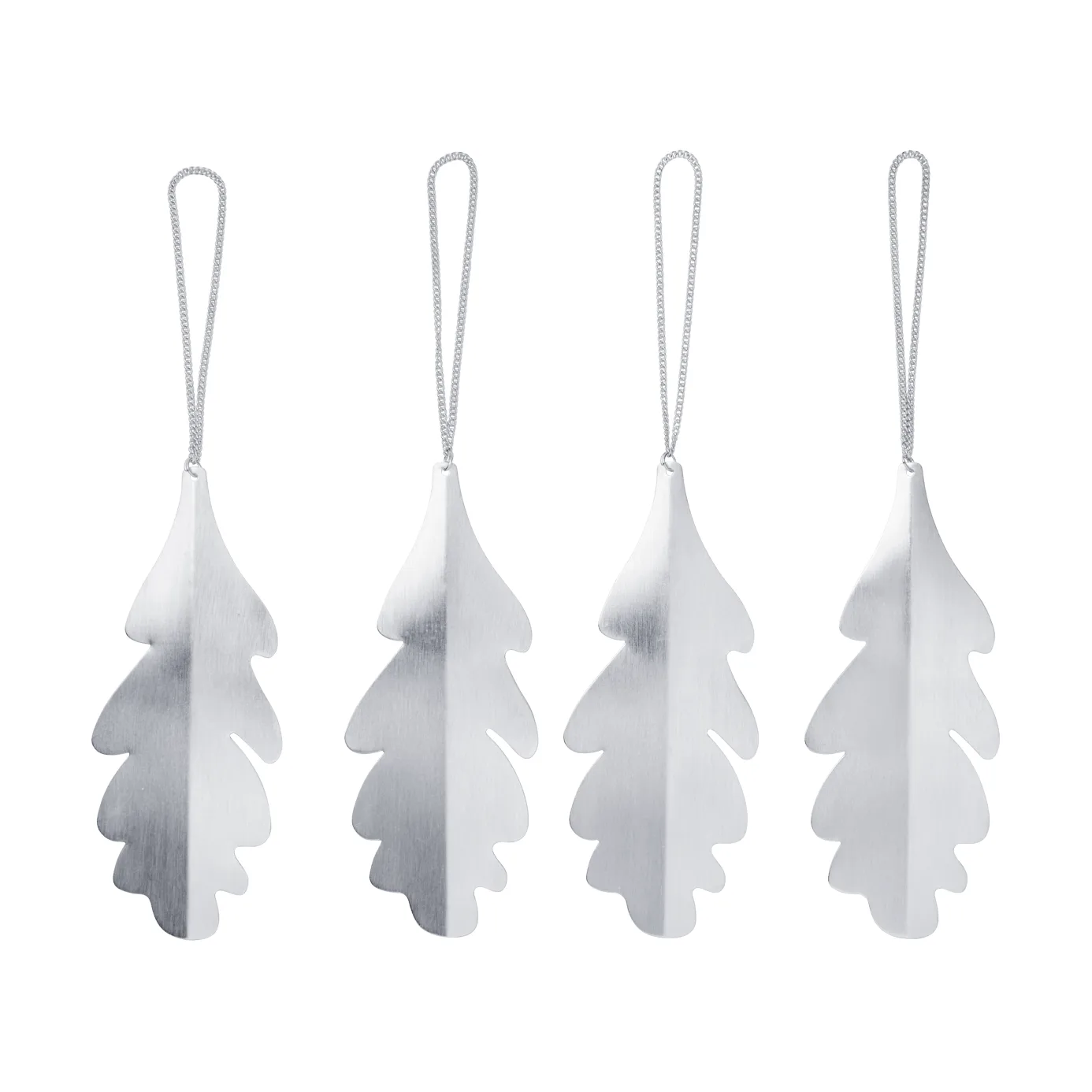Oak leaf  dekorasjonsanheng 13,5 cm 4-pakning, Silver Ferm Living