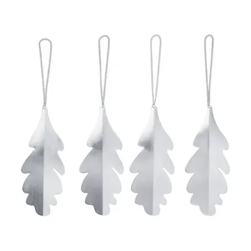 Oak leaf  dekorasjonsanheng 13,5 cm 4-pakning - Silver - Ferm Living