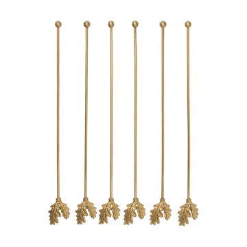 Oak Leaf drinkepinner 6-pakning - Messing - Ferm Living