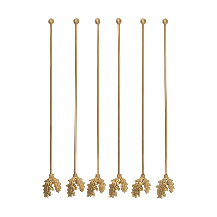 Oak Leaf drinkepinner 6-pakning - Messing - Ferm Living