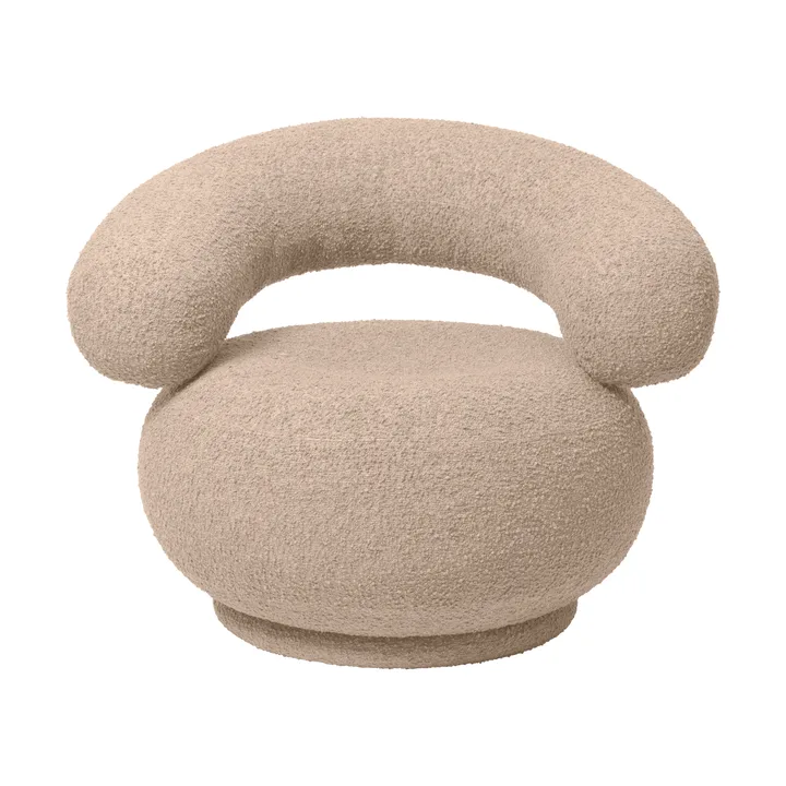 Orbo Lounge-stol svingbar - Raw bouclé - Natural - Ferm Living