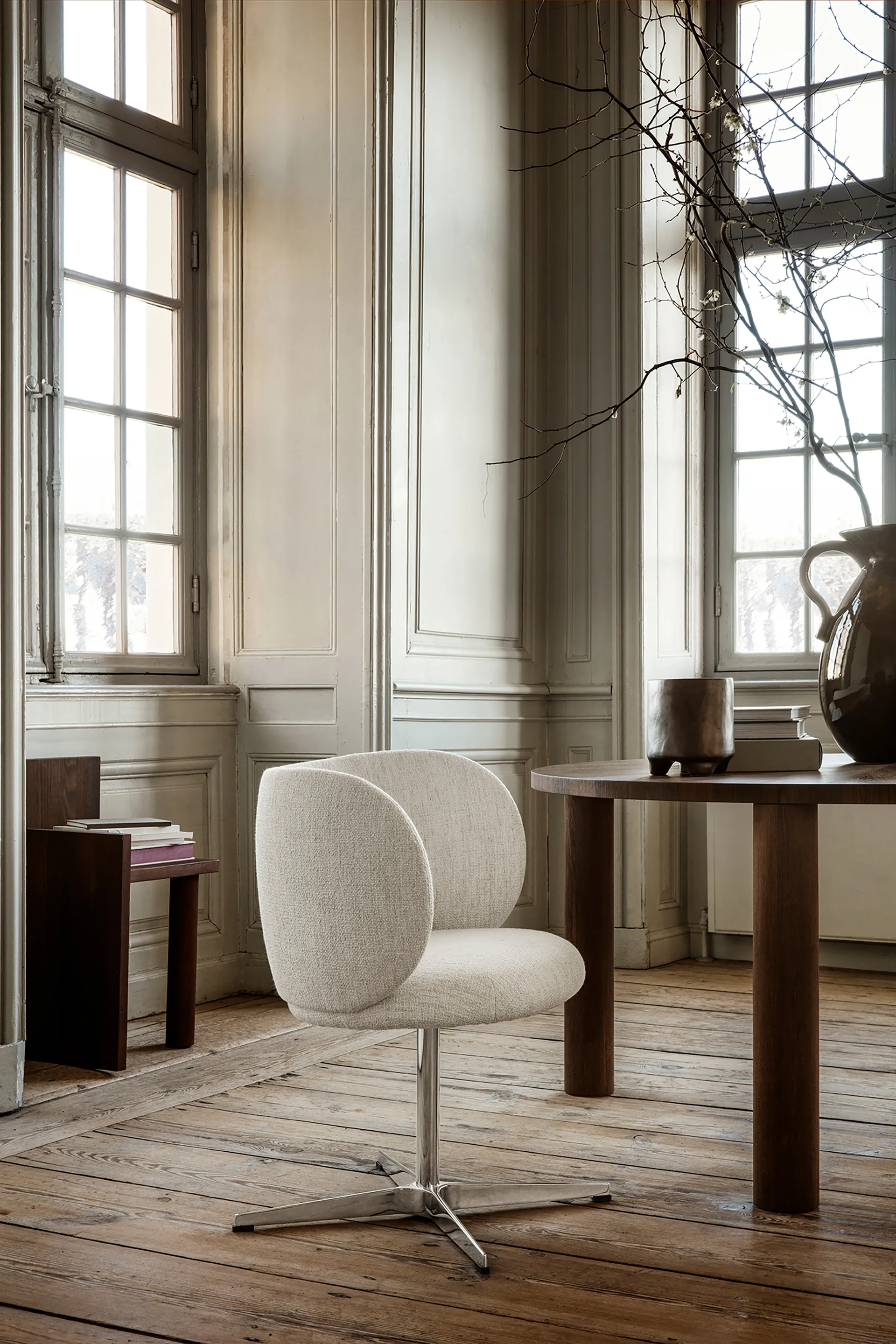 Rico dining chair swivel bouclé, Offwhite Ferm Living