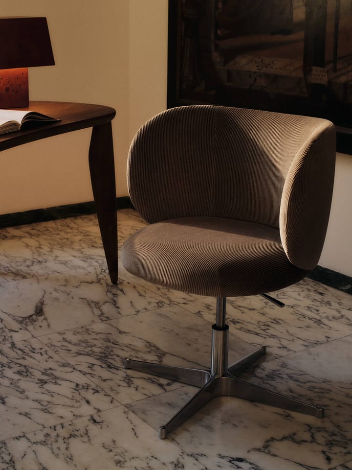 Rico spisebordsstol på hjul Devoré Velvet, Flint Grey Ferm Living