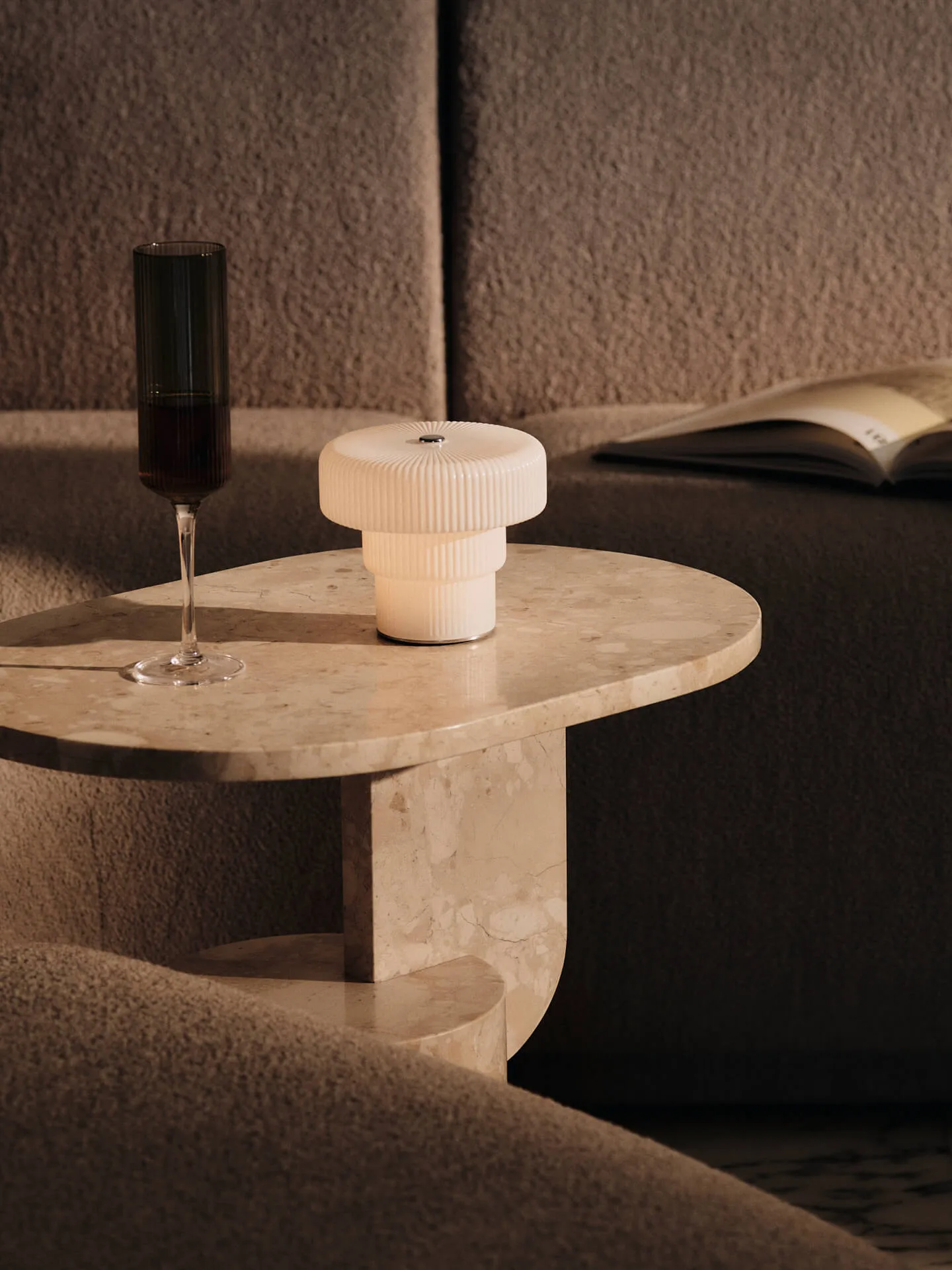 Ripple bærbar bordlampe, White, 10 cm Ferm Living