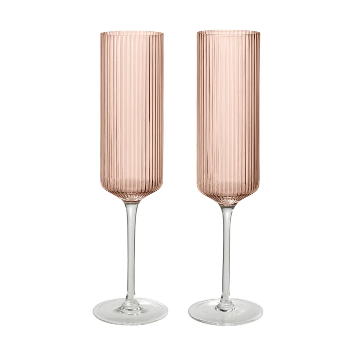 Ripple Champagne flutes champagneglass 15 cl 2-pakning - Blush - Ferm Living