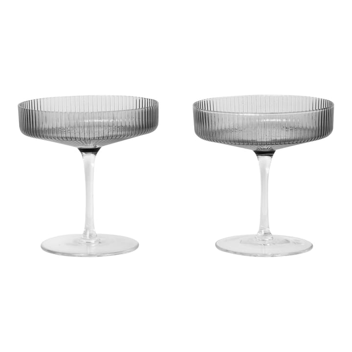 Ripple champagneglass 2-pakn. - Smoked grey - Ferm Living