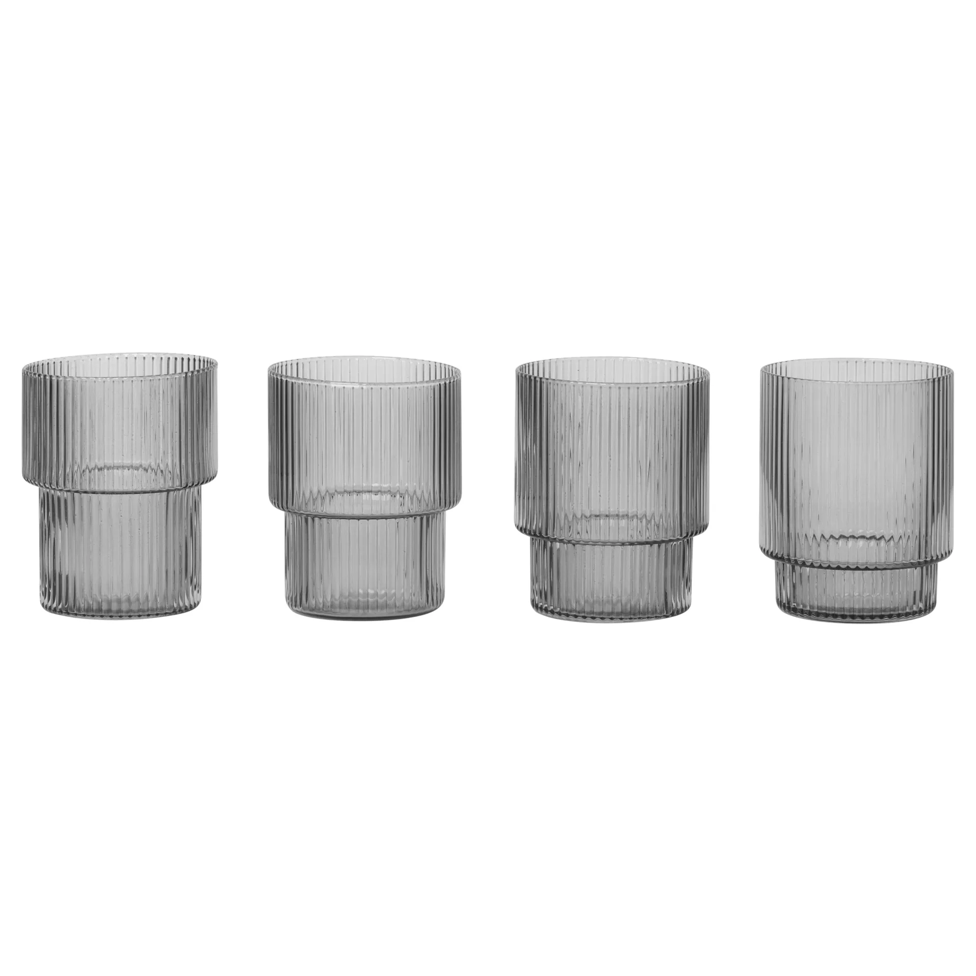 Ripple glass 4-pakning, Smoked grey Ferm Living