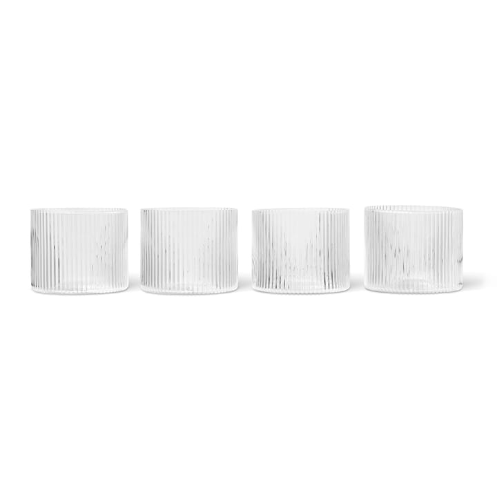 Ripple glass lavt 4-pakning - Clear - Ferm Living