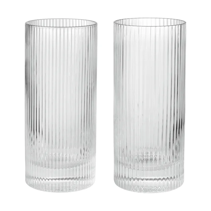 Ripple Highball glass 48 cl 2‑pakning - Clear - Ferm Living
