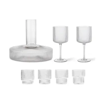 Ripple karaffel og glass 17 deler - Klar - Ferm Living