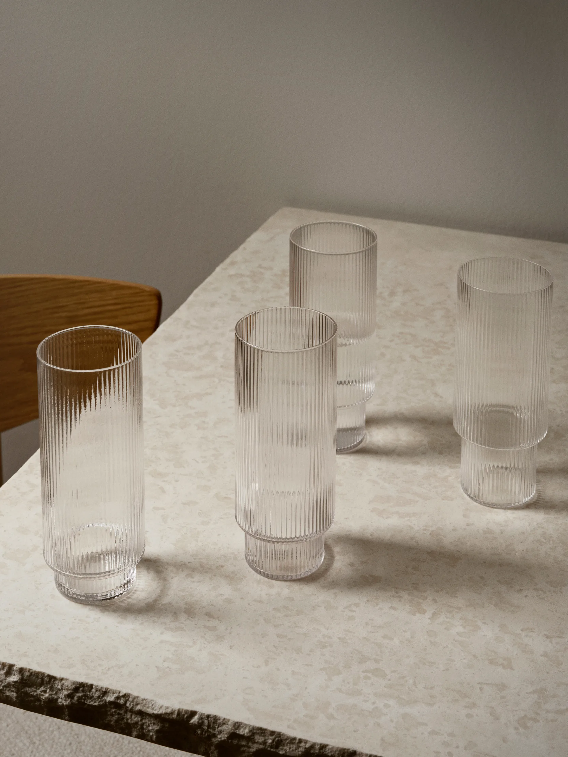 Ripple long drink glass 4-pakk, klar Ferm Living