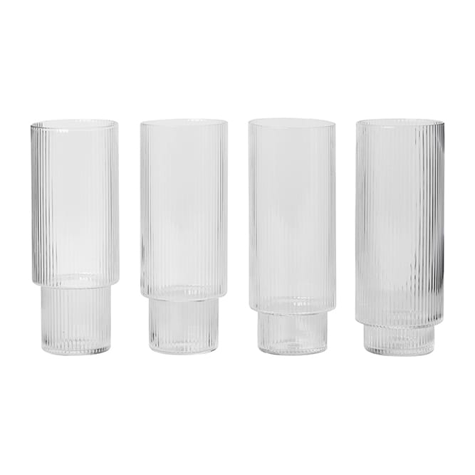 Ripple long drink glass 4-pakk - klar - Ferm Living