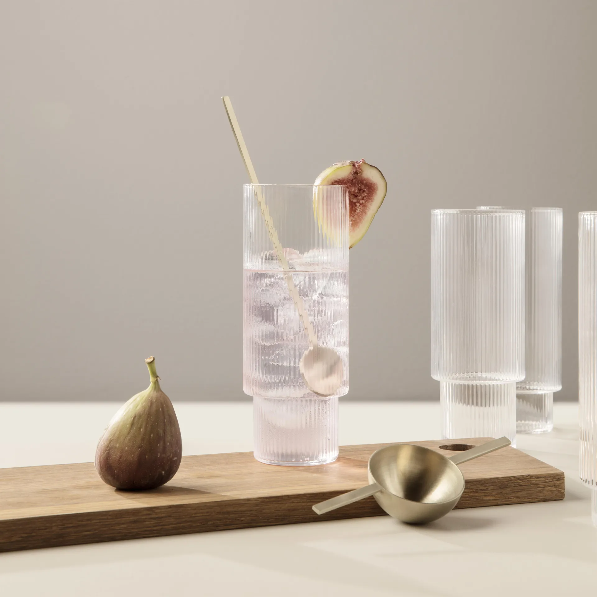 Ripple long drink glass 4-pakk, klar Ferm Living