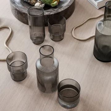 Ripple long drink glass 4-pakning - Smoked grey - Ferm Living