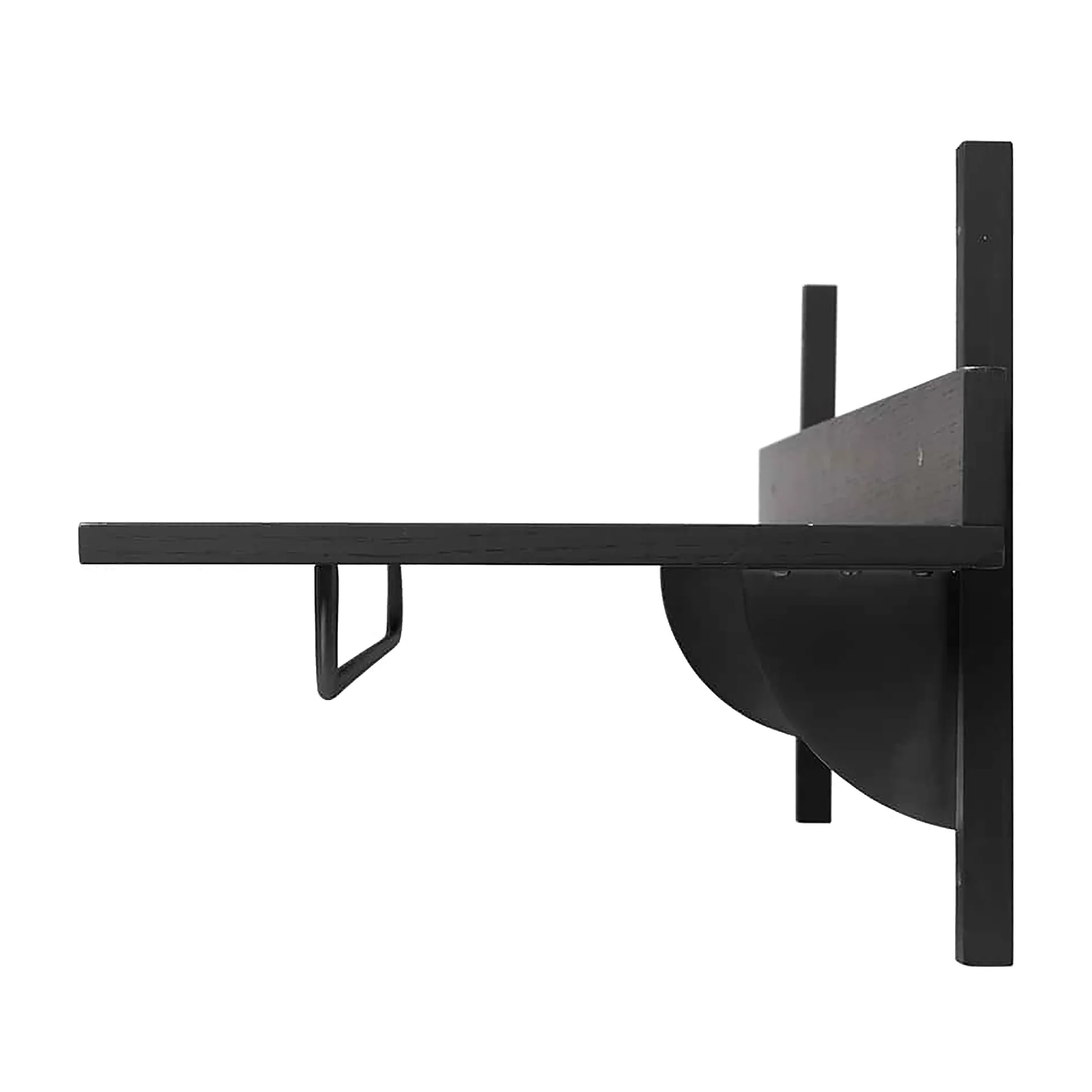 Sector hylle med stang 37 x 87 cm, Black ash-black brass Ferm Living
