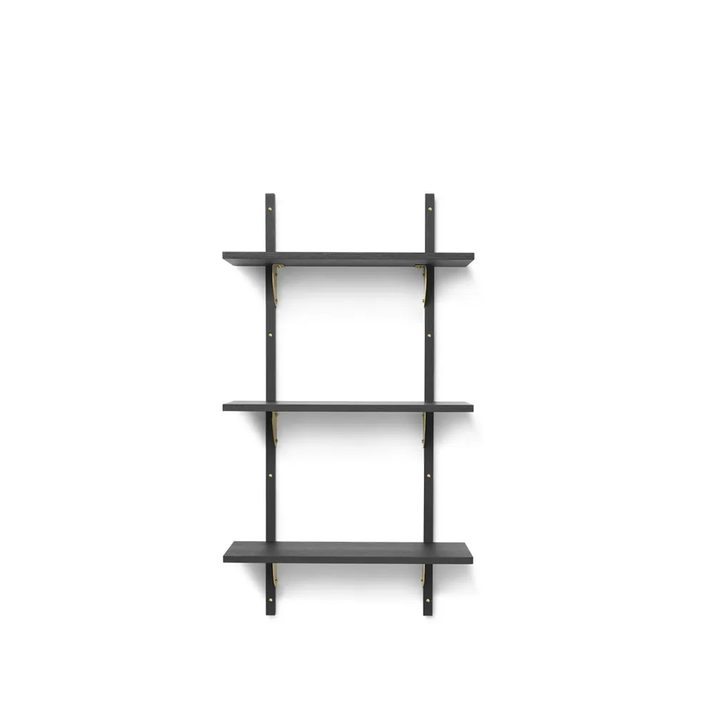 Sector hylle triple narrow, ash dark stained, s/l, messing Ferm Living