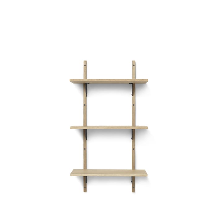 Sector hylle triple narrow - natural oak, s/l, sort messing - Ferm Living