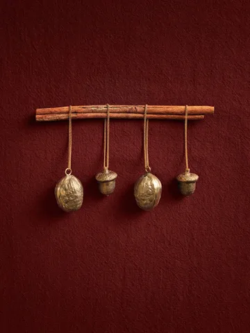 Walnut dekorasjonsanheng 2-pakning - Messing - Ferm Living