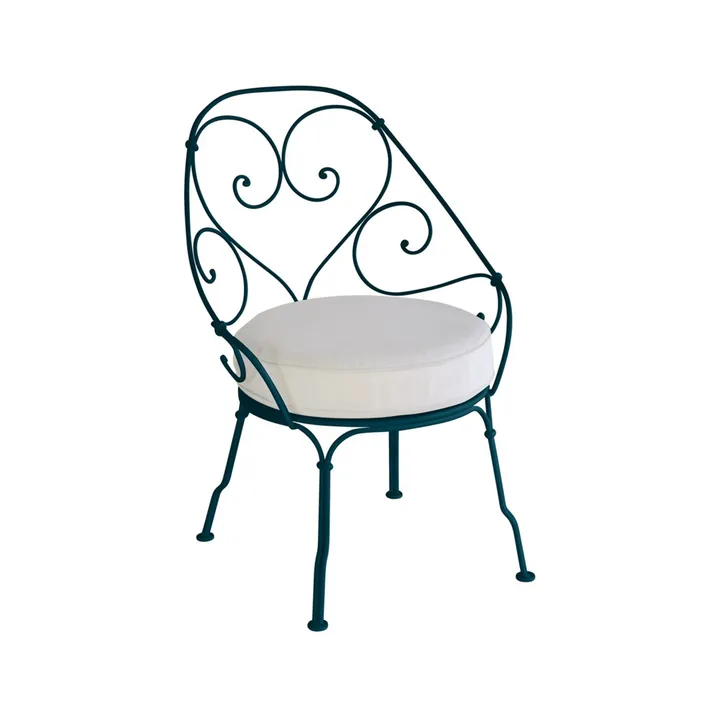 1900 Cabriolet stol med armlener - Acapulco blue, off-white pute - Fermob