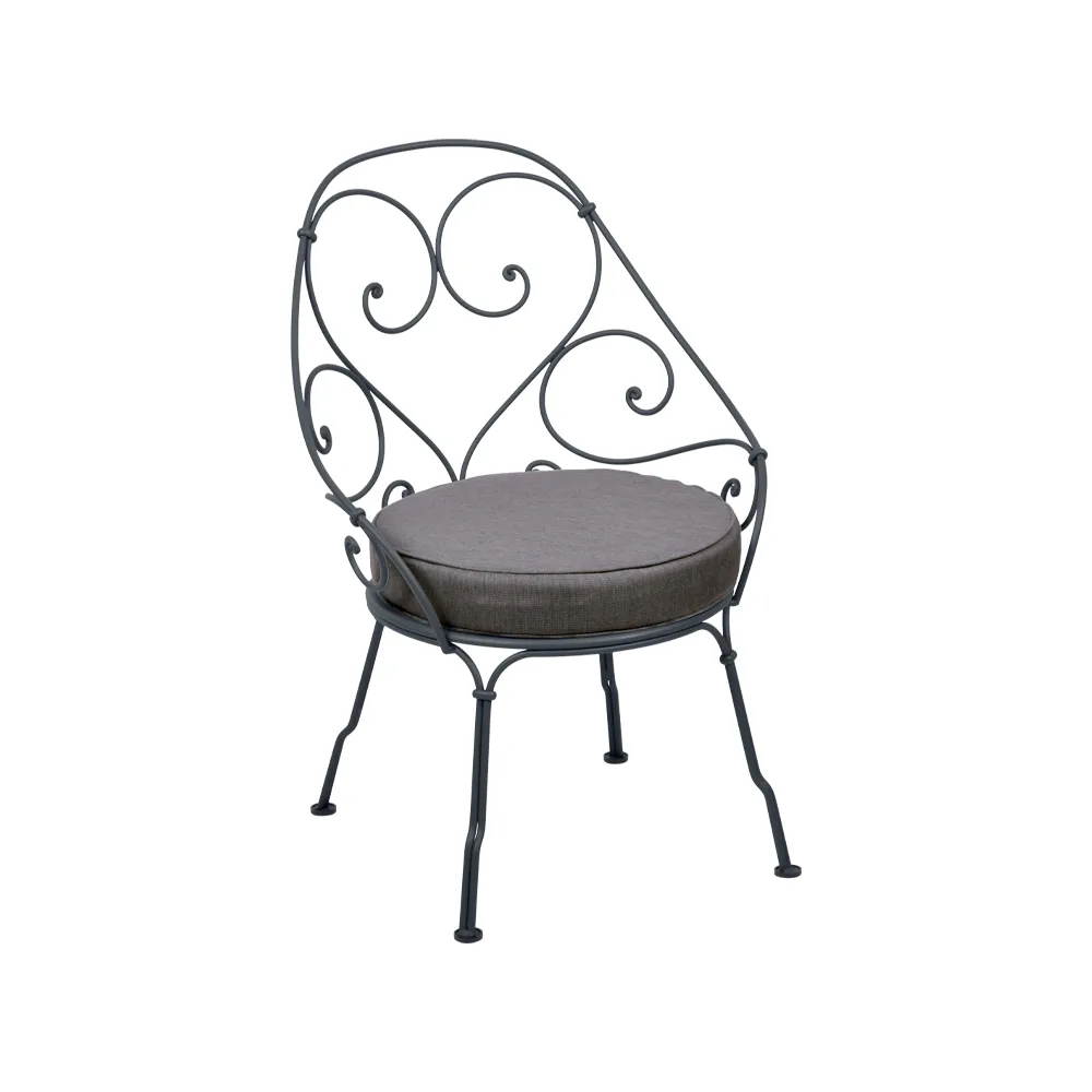 1900 Cabriolet stol med armlener, Anthracite, graphite grey pute Fermob