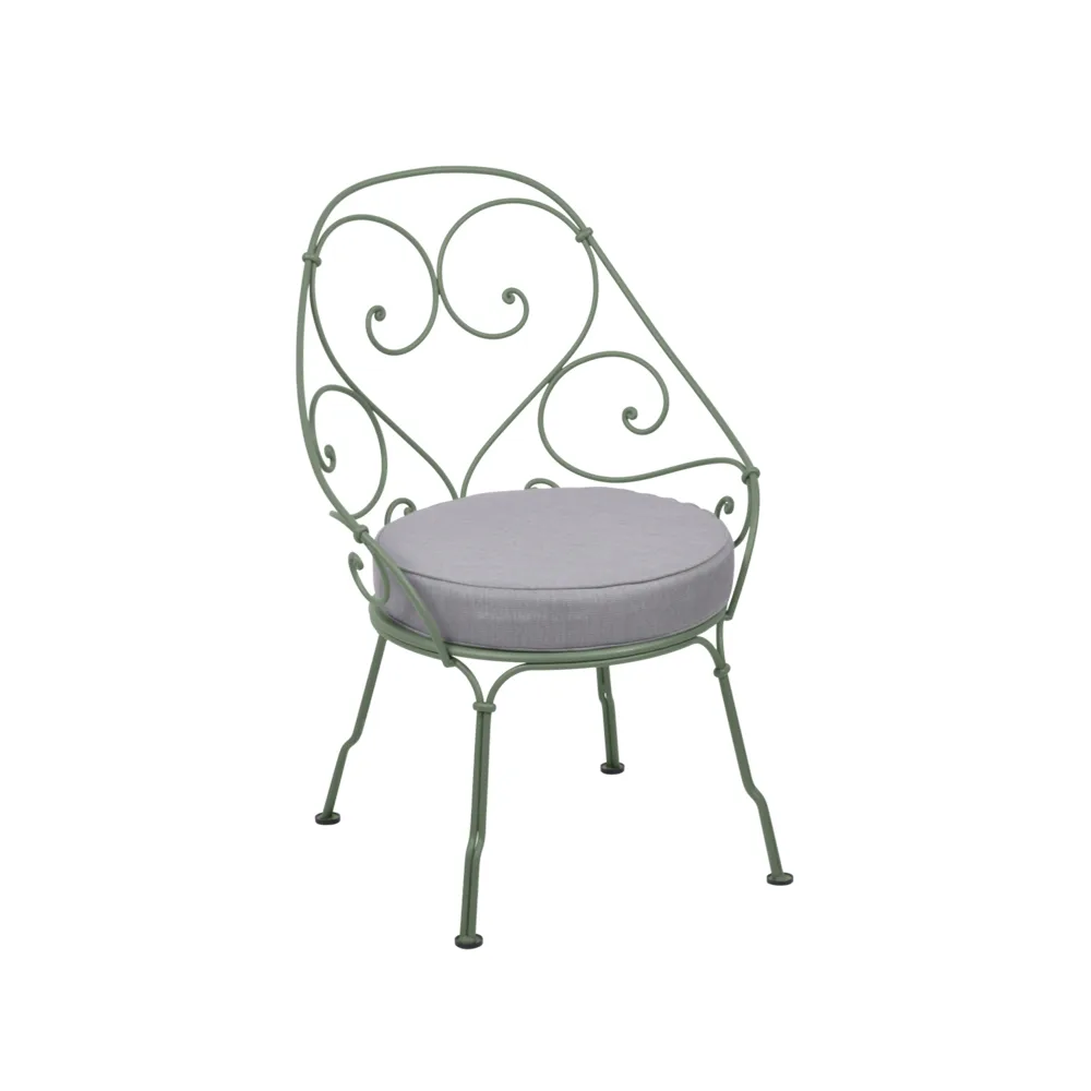 1900 Cabriolet stol med armlener, Cactus, flannel grey pute Fermob