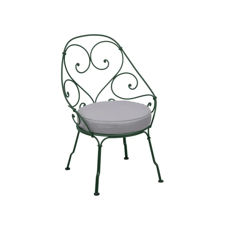 1900 Cabriolet stol med armlener - Cedar green, flannel grey pute - Fermob