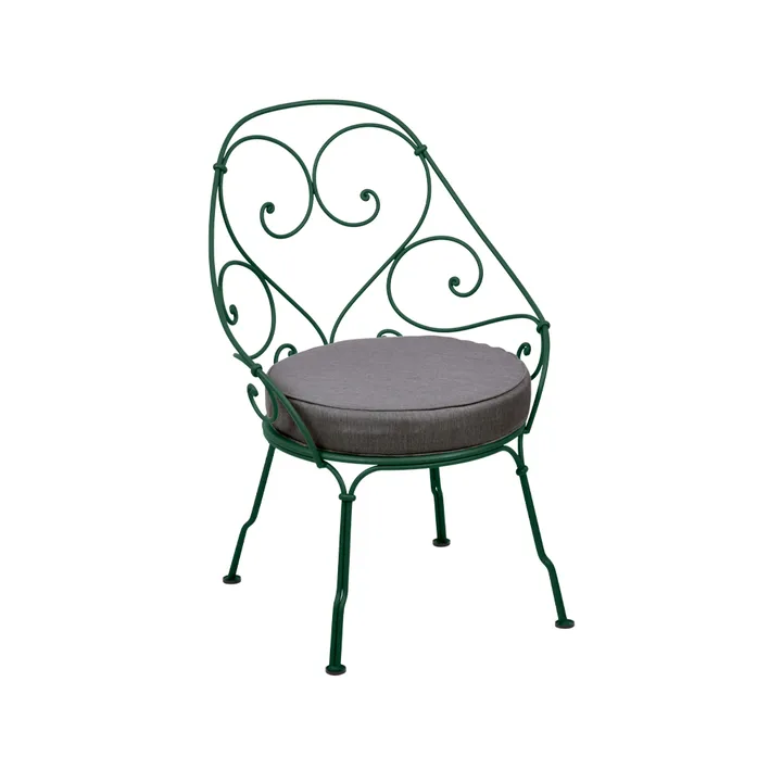 1900 Cabriolet stol med armlener - Cedar green, graphite grey pute - Fermob