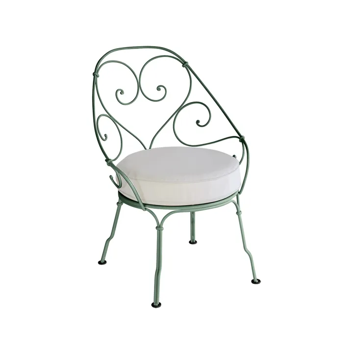 1900 Cabriolet stol med armlener - Cedar green (grønn), off-white pute - Fermob