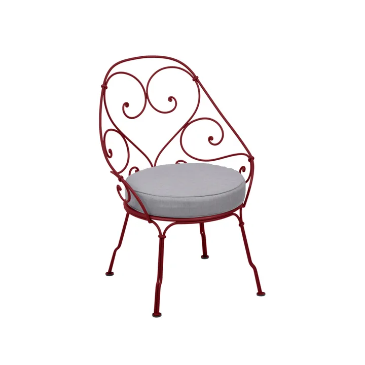1900 Cabriolet stol med armlener - Chili, flannel grey pute - Fermob