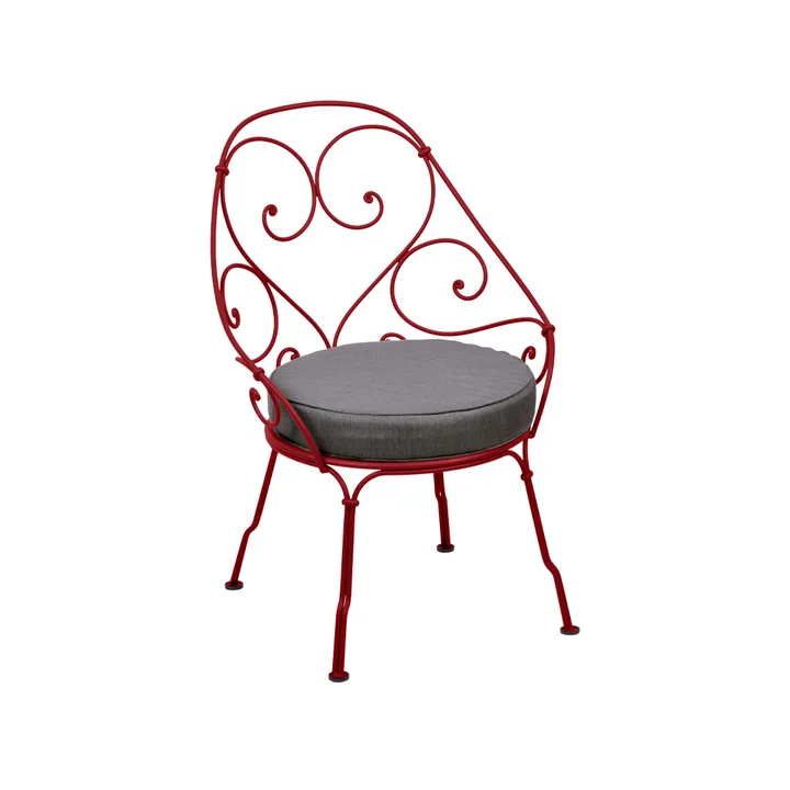 1900 Cabriolet stol med armlener - Chili, graphite grey pute - Fermob