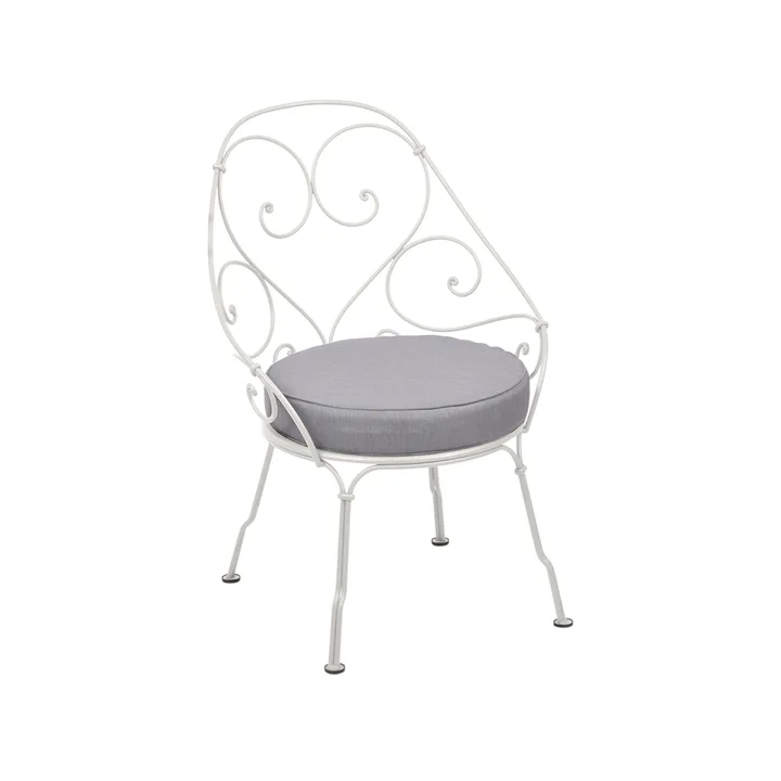 1900 Cabriolet stol med armlener - Clay grey (grå), flannel grey pute - Fermob