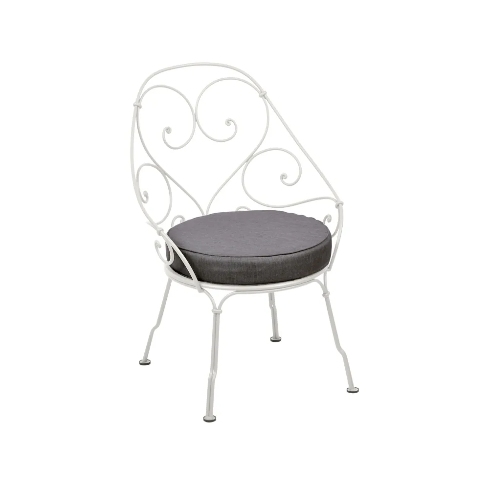 1900 Cabriolet stol med armlener, Clay grey, graphite grey pute Fermob