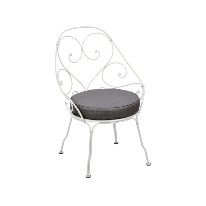 1900 Cabriolet stol med armlener - Clay grey, graphite grey pute - Fermob