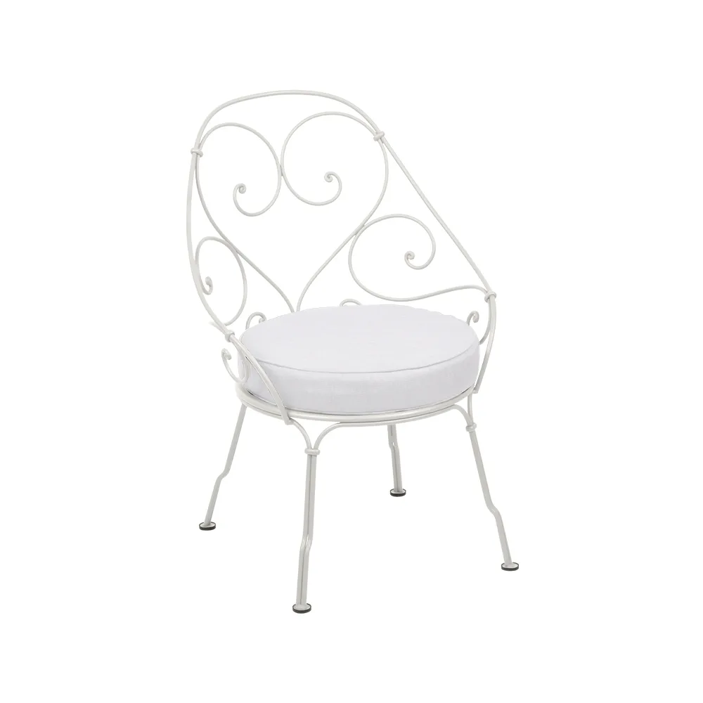 1900 Cabriolet stol med armlener, Clay grey, off-white pute Fermob