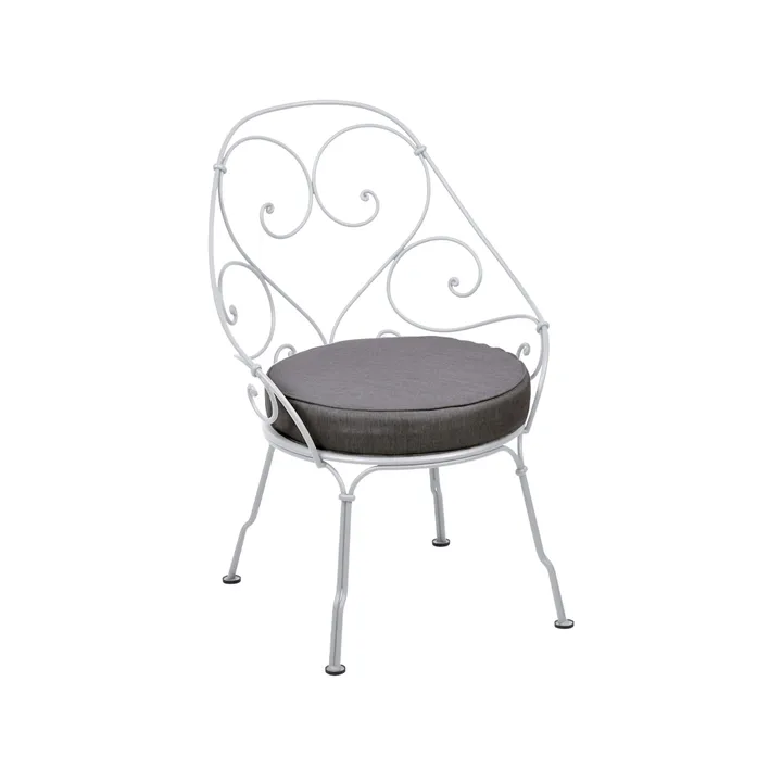 1900 Cabriolet stol med armlener - Cotton white (hvit), graphite grey pute - Fermob