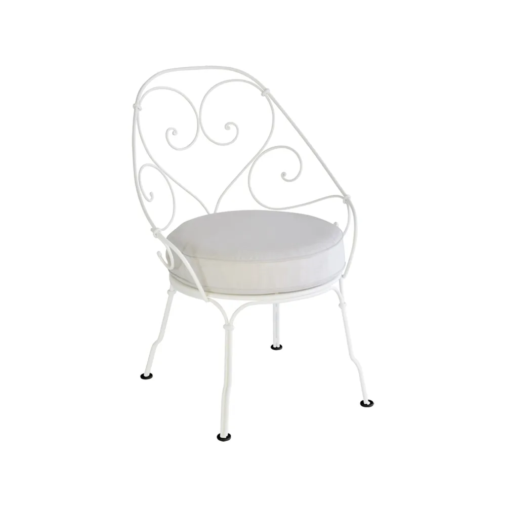 1900 Cabriolet stol med armlener, Cotton white (hvit), off-white pute Fermob