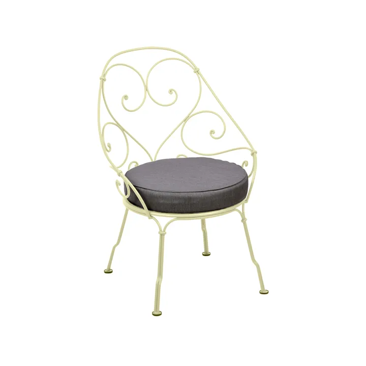 1900 Cabriolet stol med armlener - Frosted lemon, graphite grey pute - Fermob
