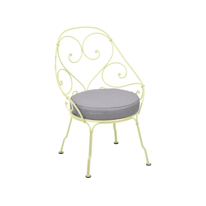 1900 Cabriolet stol med armlener - Frosted lemon (gul), flannel grey pute - Fermob