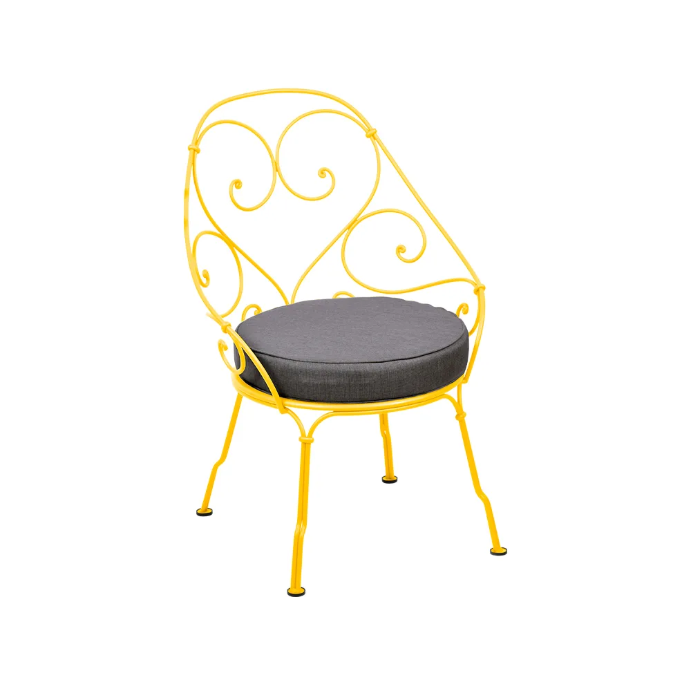 1900 Cabriolet stol med armlener, Honey, graphite grey pute Fermob