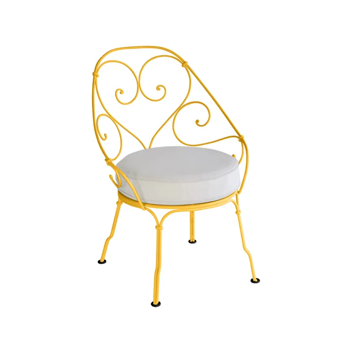1900 Cabriolet stol med armlener - Honey (gul), off-white pute - Fermob