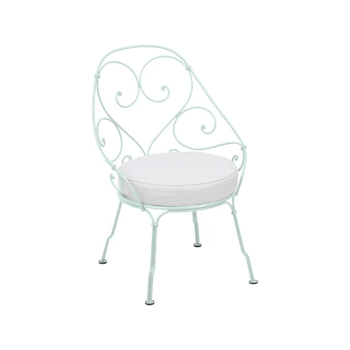 1900 Cabriolet stol med armlener - Ice mint, off-white pute - Fermob