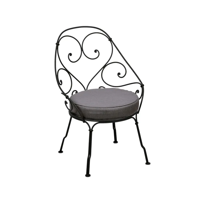 1900 Cabriolet stol med armlener - Liquorice, graphite grey pute - Fermob