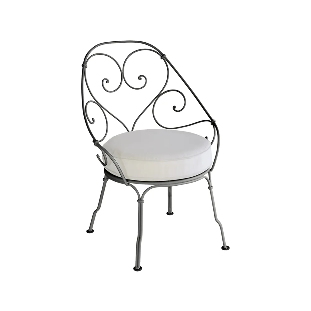 1900 Cabriolet stol med armlener, Liquorice, off-white pute Fermob