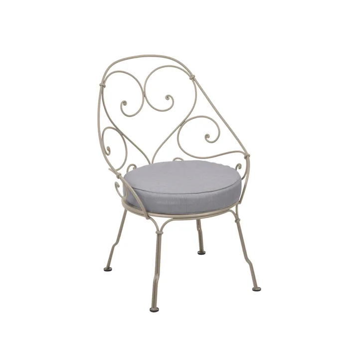 1900 Cabriolet stol med armlener - Nutmeg (beige), flannel grey pute - Fermob