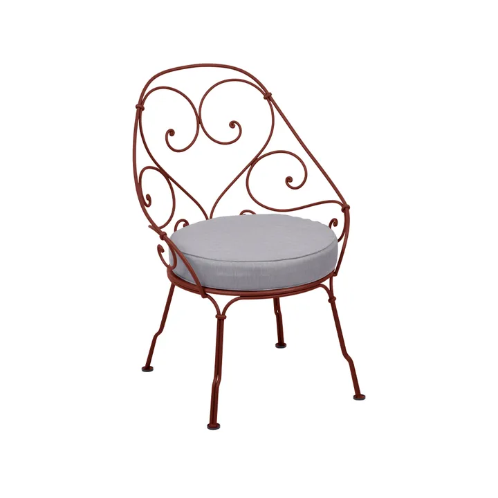 1900 Cabriolet stol med armlener - Red ochre, flanelGrey pute - Fermob