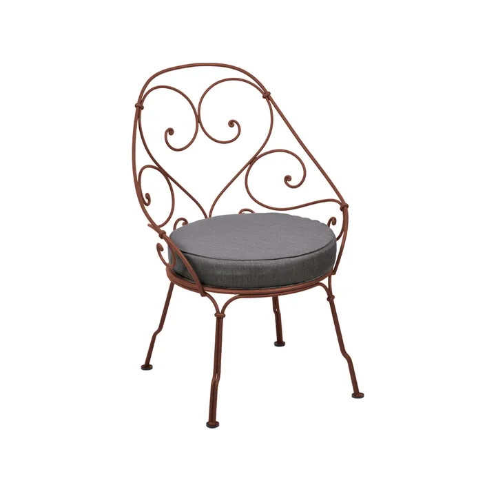 1900 Cabriolet stol med armlener - Red ochre, graphite grey pute - Fermob