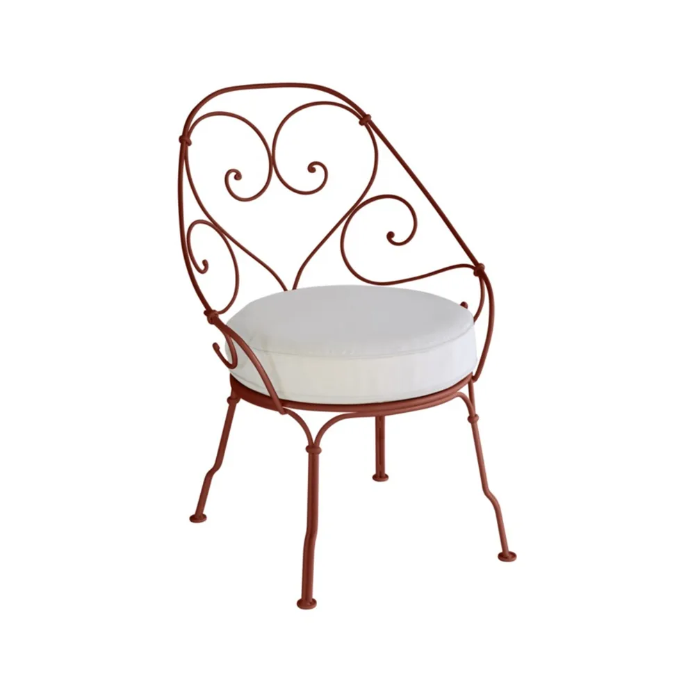 1900 Cabriolet stol med armlener, Red ochre, off-white pute Fermob