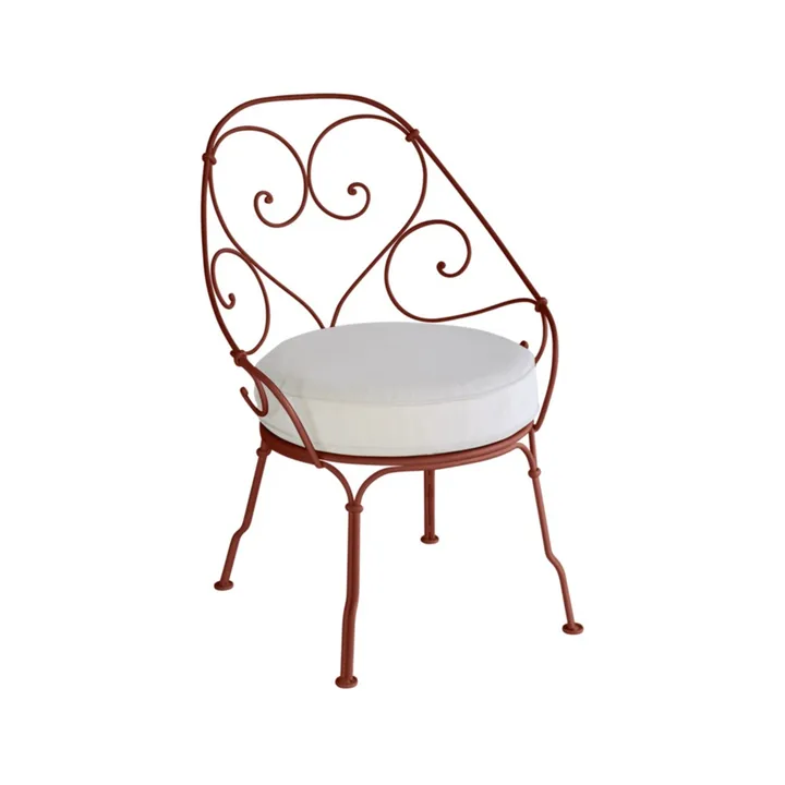 1900 Cabriolet stol med armlener - Red ochre, off-white pute - Fermob